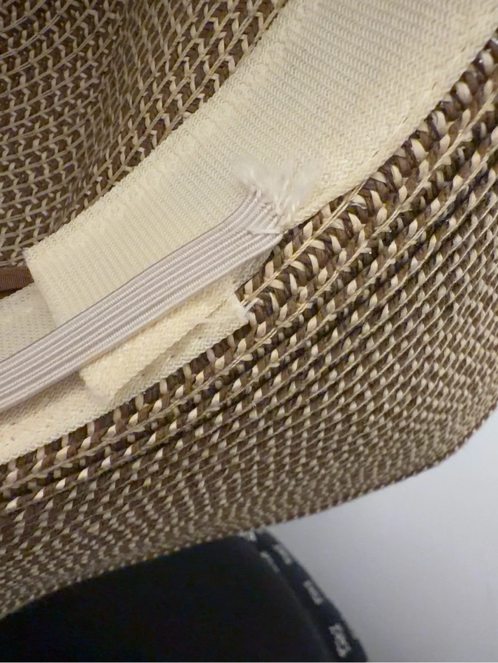 Wide-Brim Straw Sun Hat with Polka Dot Scarf - Tan